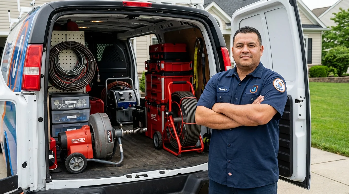 Professional drain cleaning equipment and Johns Plumbing LLC plumber in Rockland