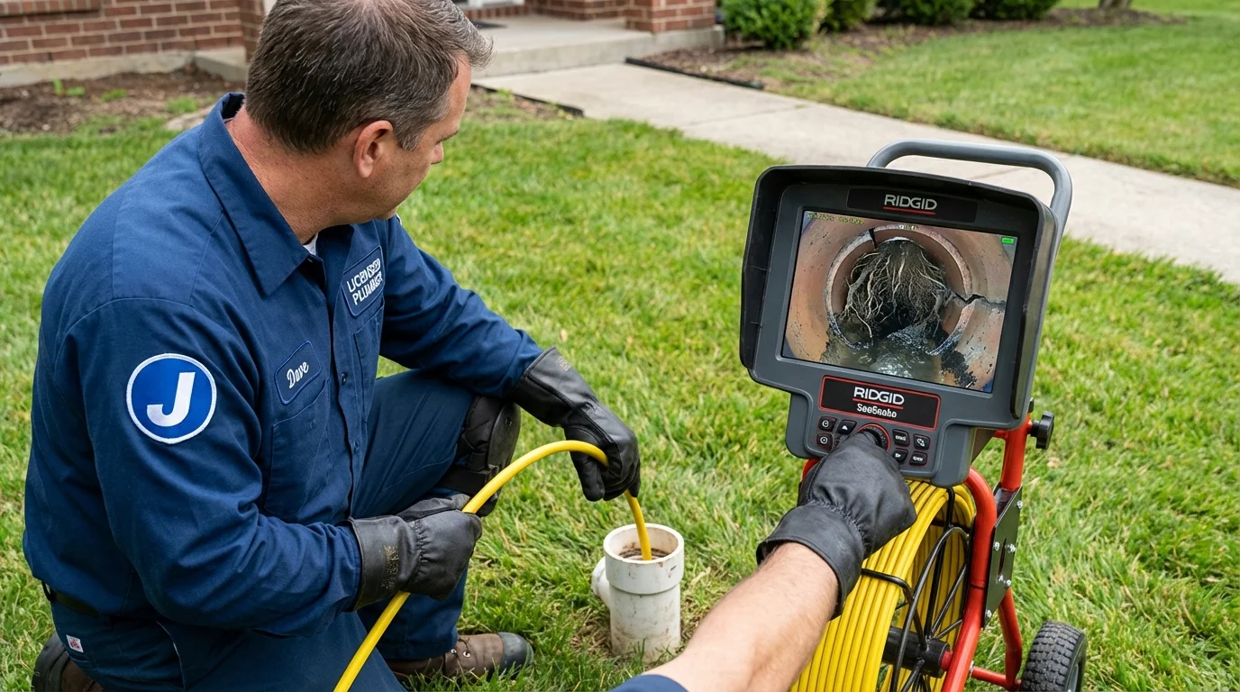 Sewer camera inspection being performed by Johns Plumbing LLC in Rockland